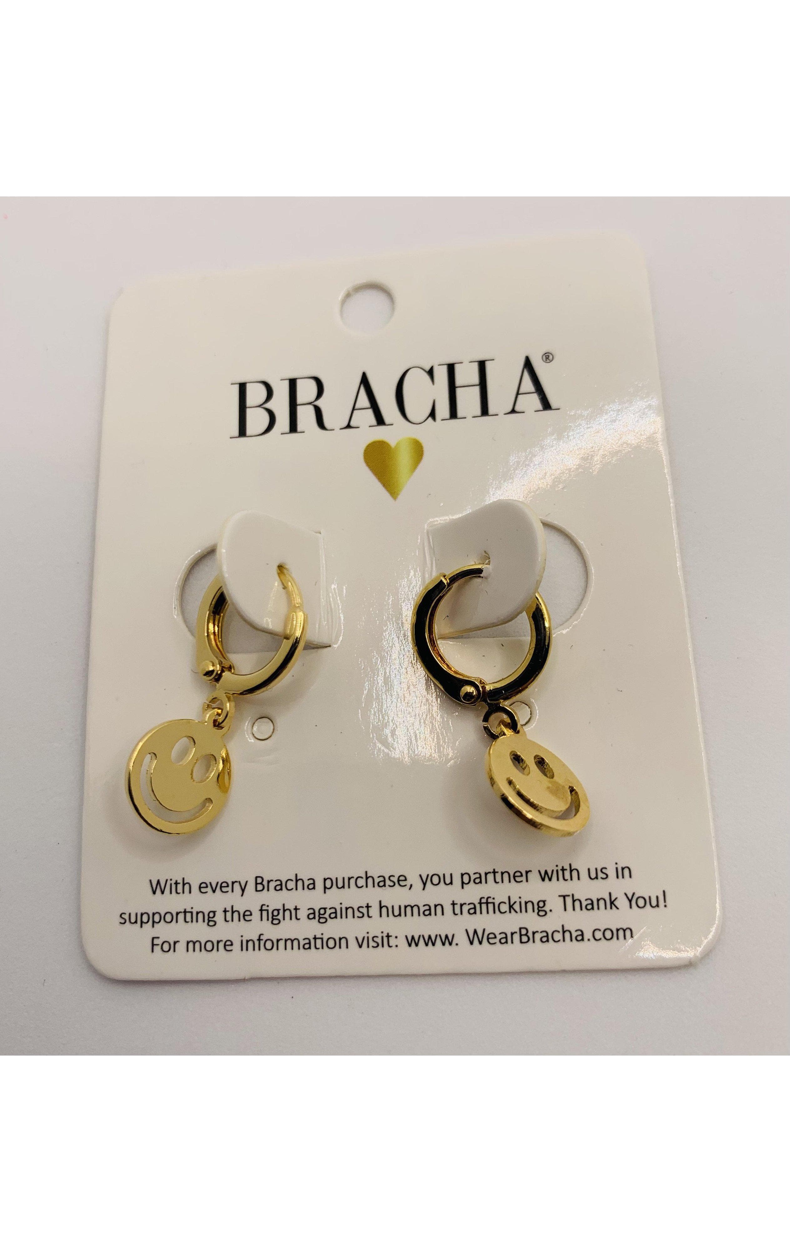Bracha Smiley Huggies Gold Hoop Earrings Earrings by Bracha as seen on celebrities