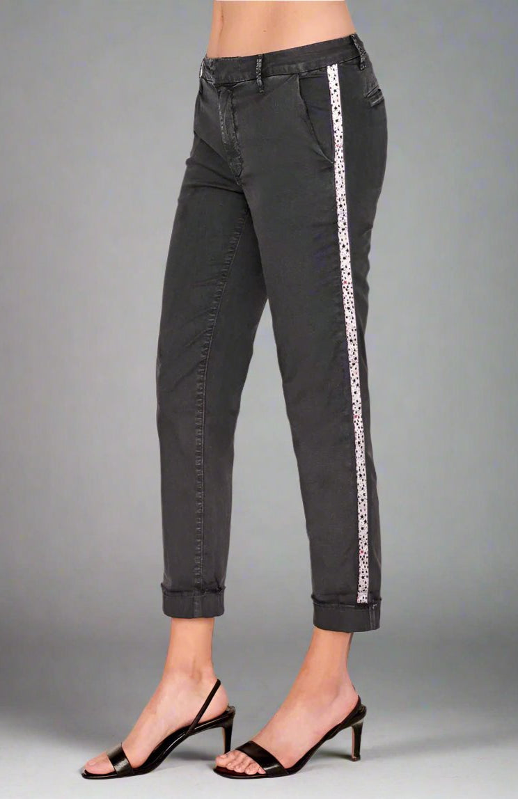 Sundry Star Glitter Stripe Roll Up Chino Trousers Trousers by Sundry as seen on celebrities
