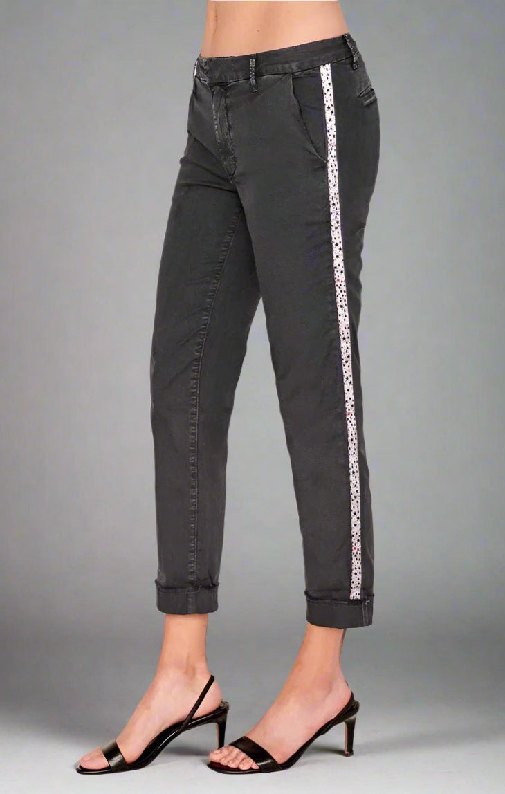 Sundry Star Glitter Stripe Roll Up Chino Trousers Trousers by Sundry as seen on celebrities