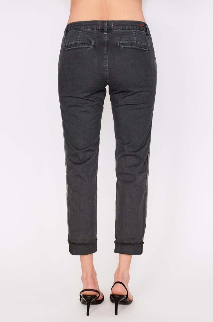 Sundry Star Glitter Stripe Roll Up Chino Trousers Trousers by Sundry as seen on celebrities