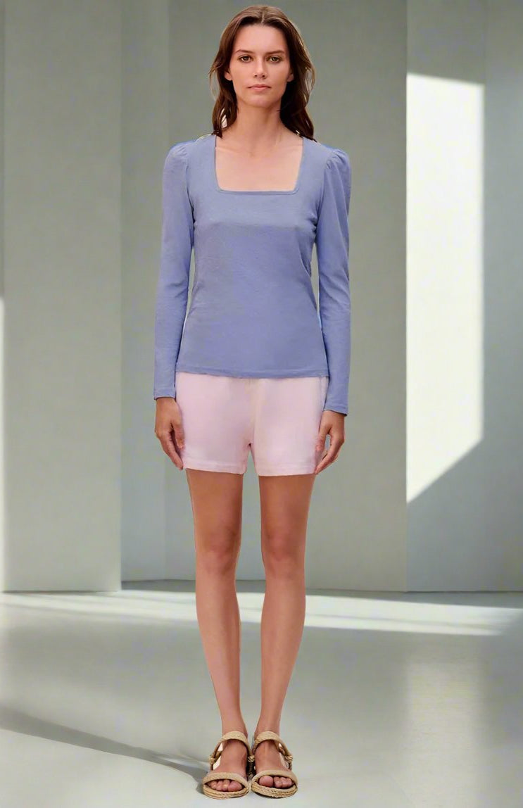 Sundry Clothing Square Neck Long Sleeve Top T-Shirt by Sundry as seen on celebrities