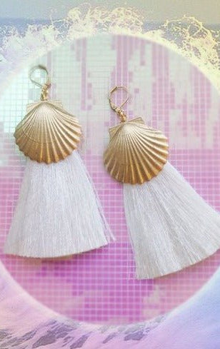 Suzywan DELUXE Sea Shells Tassel Mermaid Earrings Earrings by Suzywan DELUXE as seen on celebrities