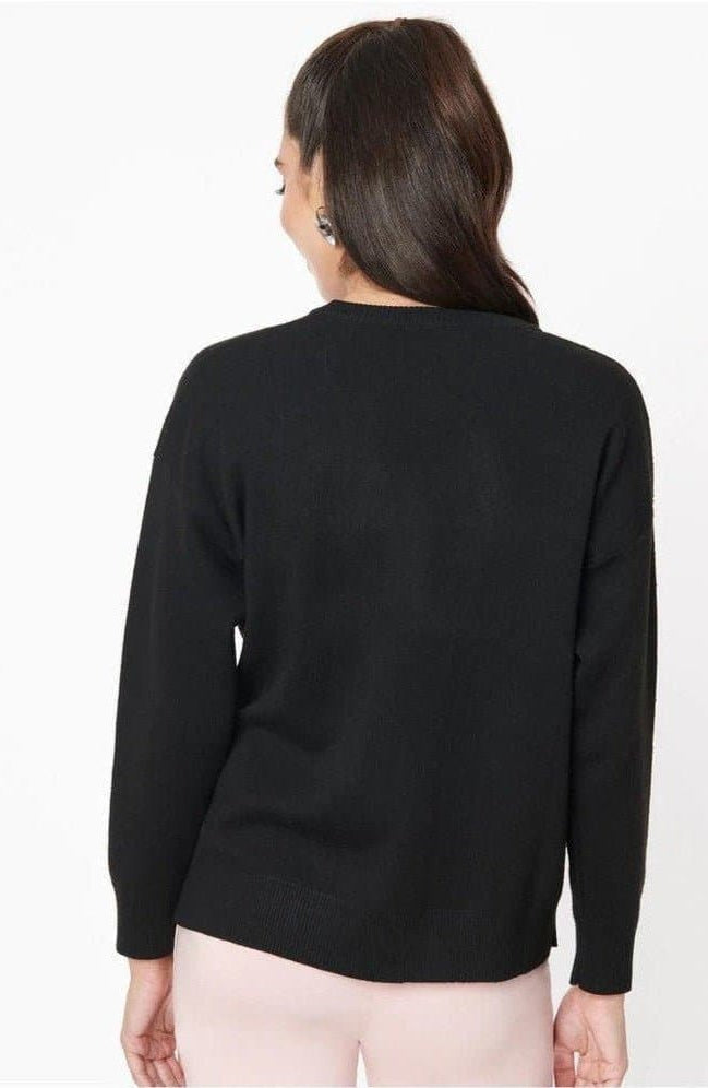 Shop Unique Vintage Barbie x Unique Vintage Black Barbie Logo Sweater Sweatshirt for women – premium loungewear and festival fashion at Spoiled Brat