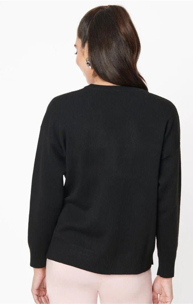 Shop Unique Vintage Barbie x Unique Vintage Black Barbie Logo Sweater Sweatshirt for women – premium loungewear and festival fashion at Spoiled Brat