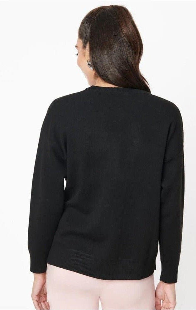 Shop Unique Vintage Barbie x Unique Vintage Black Barbie Logo Sweater Sweatshirt for women – premium loungewear and festival fashion at Spoiled Brat