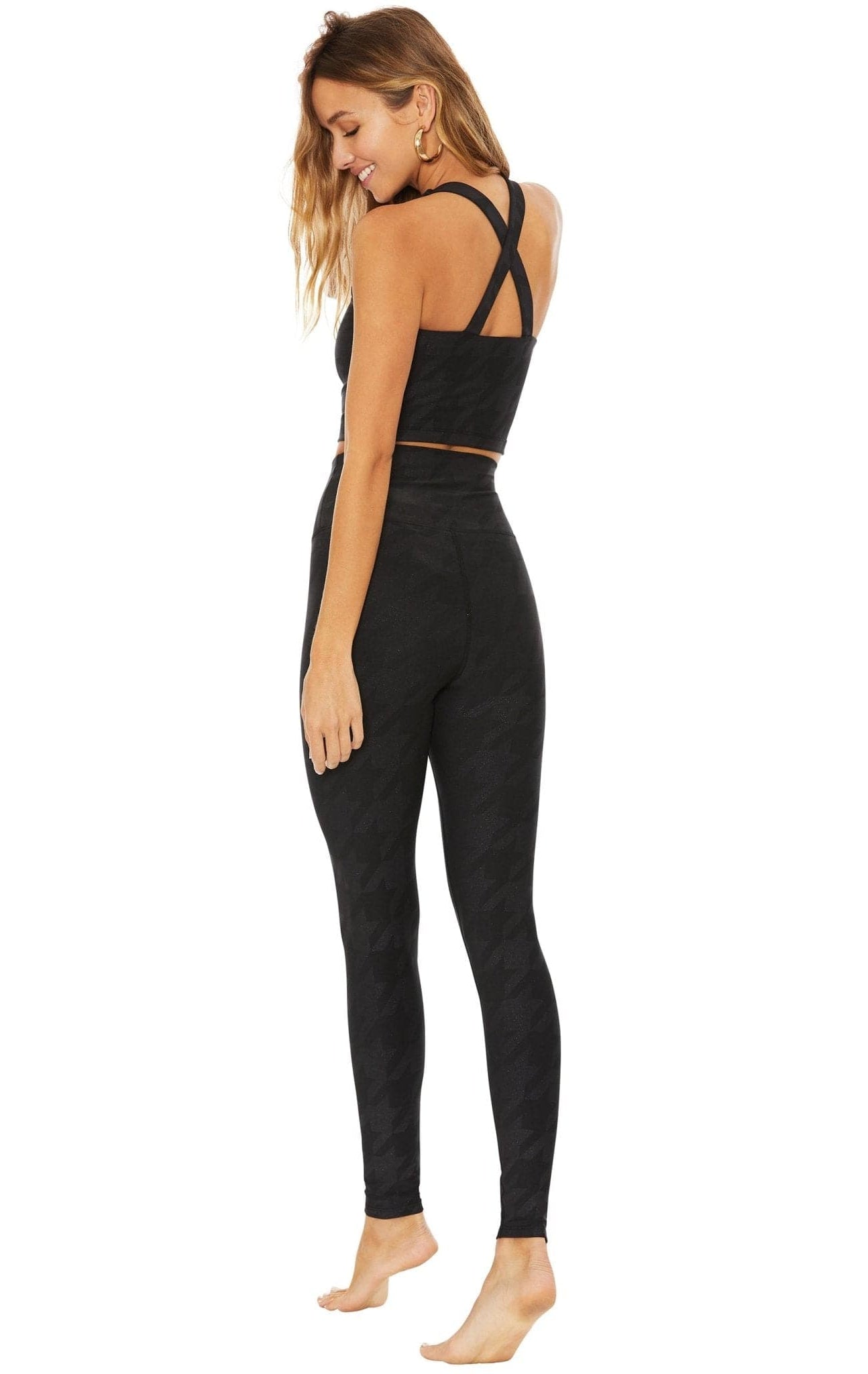 Shop Beach Riot Beach Riot Piper Gunmetal Houndstooth Leggings Leggings for women – premium loungewear and festival fashion at Spoiled Brat