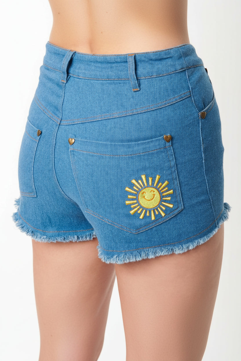 Shop Unique Vintage Care Bears x Unique Vintage Funshine Denim Shorts Shorts for women – premium loungewear and festival fashion at Spoiled Brat