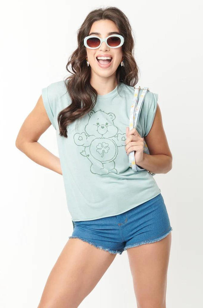 Shop Unique Vintage Care Bears x Unique Vintage Funshine Denim Shorts Shorts for women – premium loungewear and festival fashion at Spoiled Brat