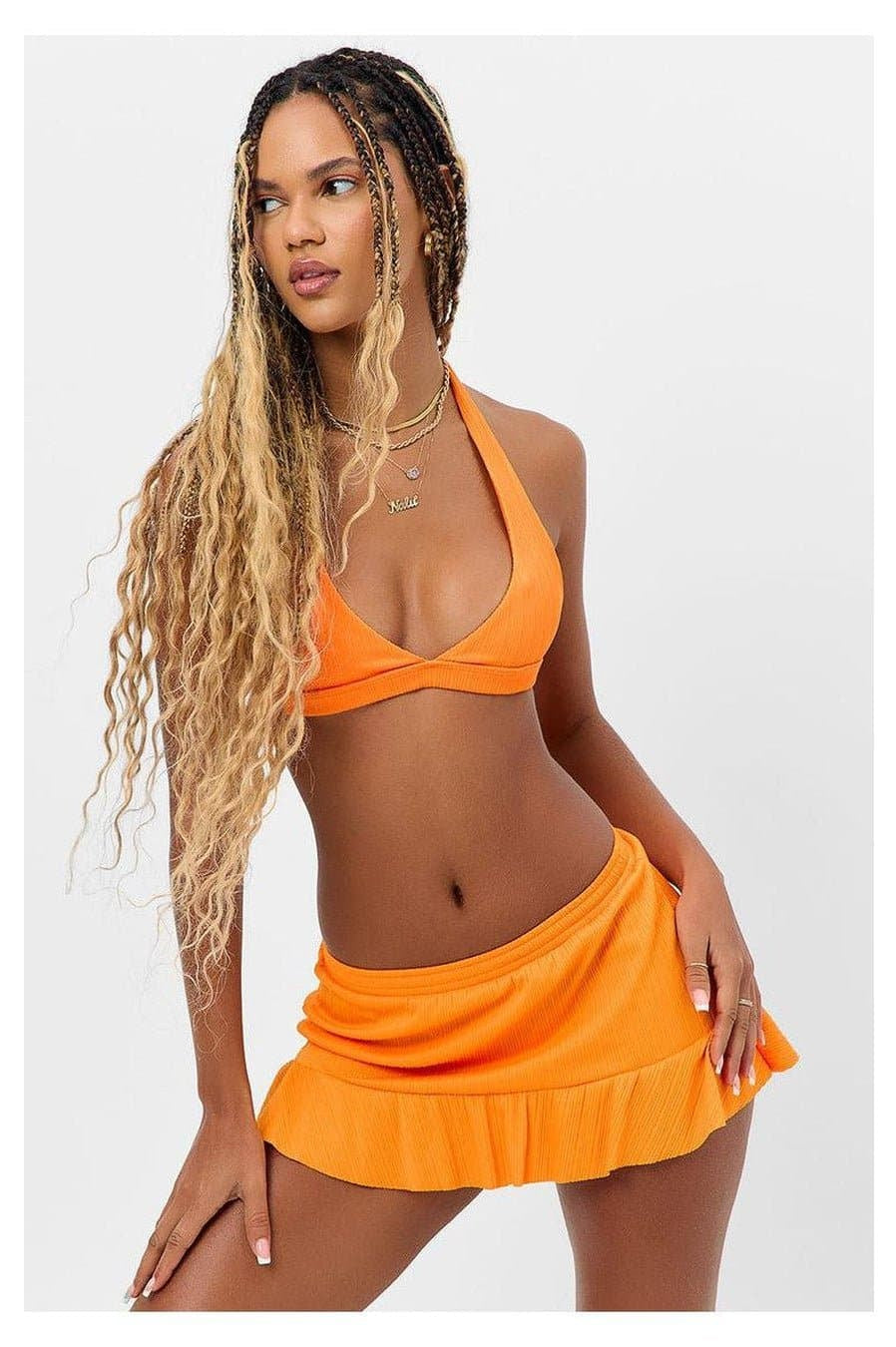 Shop Frankies Bikinis Frankies Bikinis Eden Plissé Halter Bikini Top Bikini Top for women – premium loungewear and festival fashion at Spoiled Brat