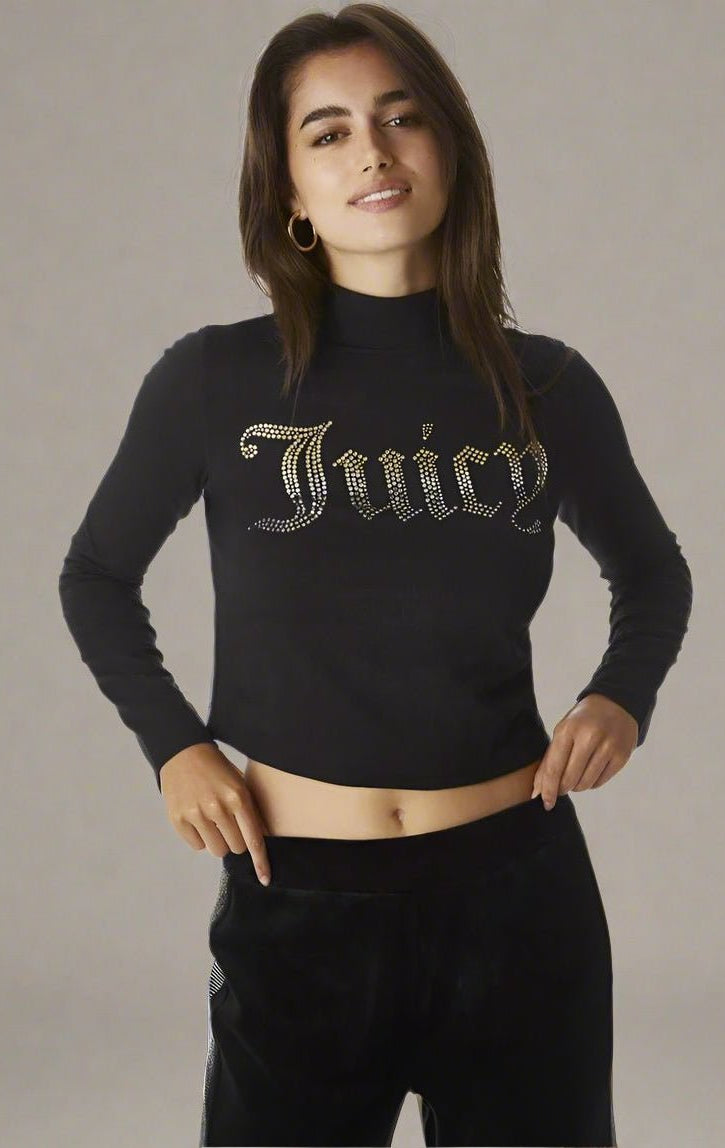 Shop Juicy Couture Juicy Couture 25th Anniversary Mock Neck Tee Long Sleeved Top for women – premium loungewear and festival fashion at Spoiled Brat