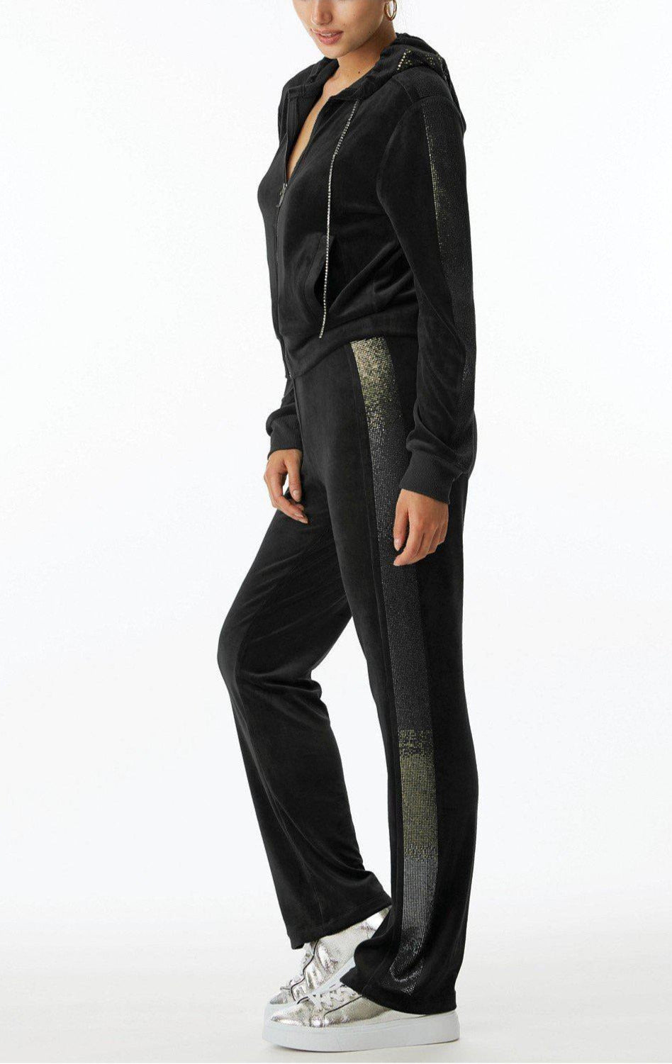 Shop Juicy Couture Juicy Couture Anniversary Long Sleeved Velour Hoodie Hoodie for women – premium loungewear and festival fashion at Spoiled Brat