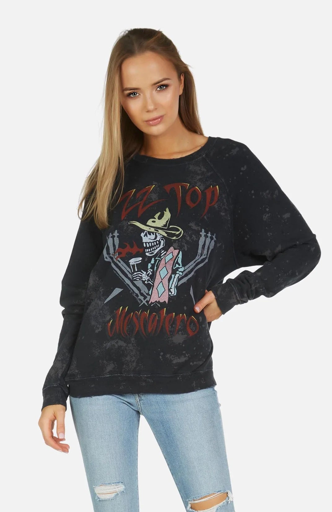 Shop Lauren Moshi Lauren Moshi Anela ZZ Top Band Sweater Sweater for women – premium loungewear and festival fashion at Spoiled Brat