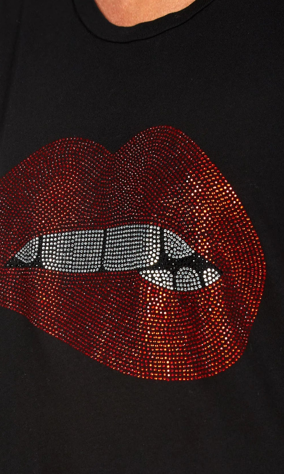 Shop Lauren Moshi Lauren Moshi Edda Crystal Biting Lip T-Shirt T-Shirt for women – premium loungewear and festival fashion at Spoiled Brat