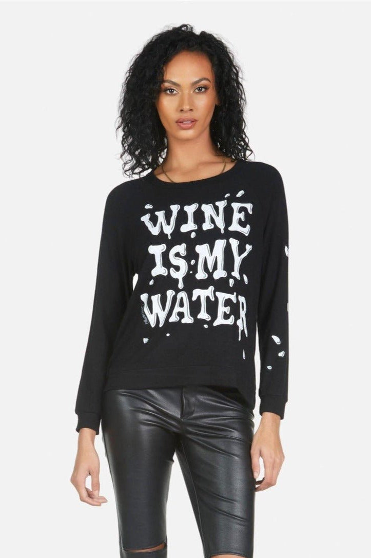 Shop Lauren Moshi Lauren Moshi Everly Wine is My Water Pullover Pullover for women – premium loungewear and festival fashion at Spoiled Brat