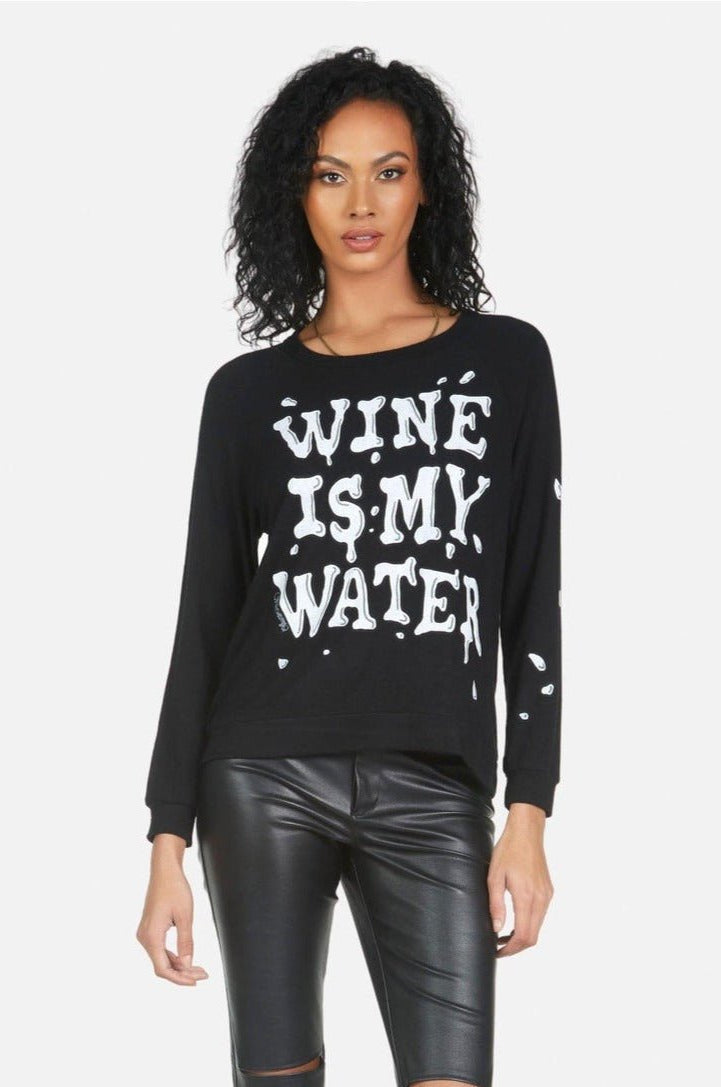 Shop Lauren Moshi Lauren Moshi Everly Wine is My Water Pullover Pullover for women – premium loungewear and festival fashion at Spoiled Brat