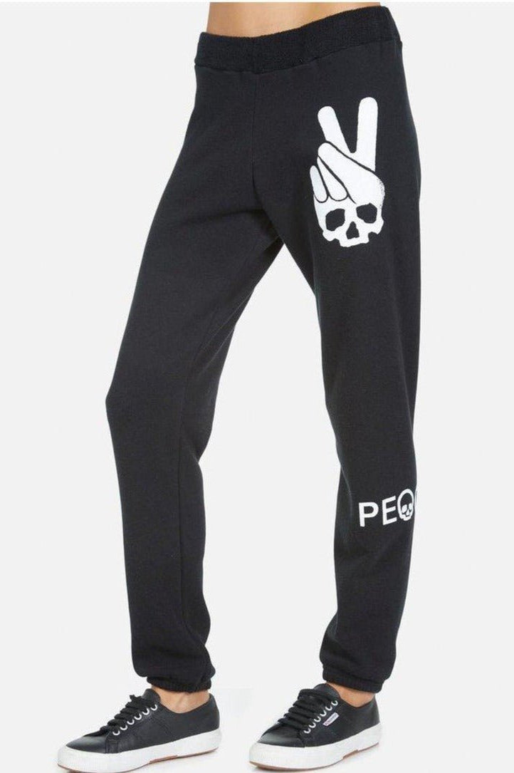 Shop Lauren Moshi Lauren Moshi Gia Skull Peace Hand Jogger Pants Jogging Pants for women – premium loungewear and festival fashion at Spoiled Brat