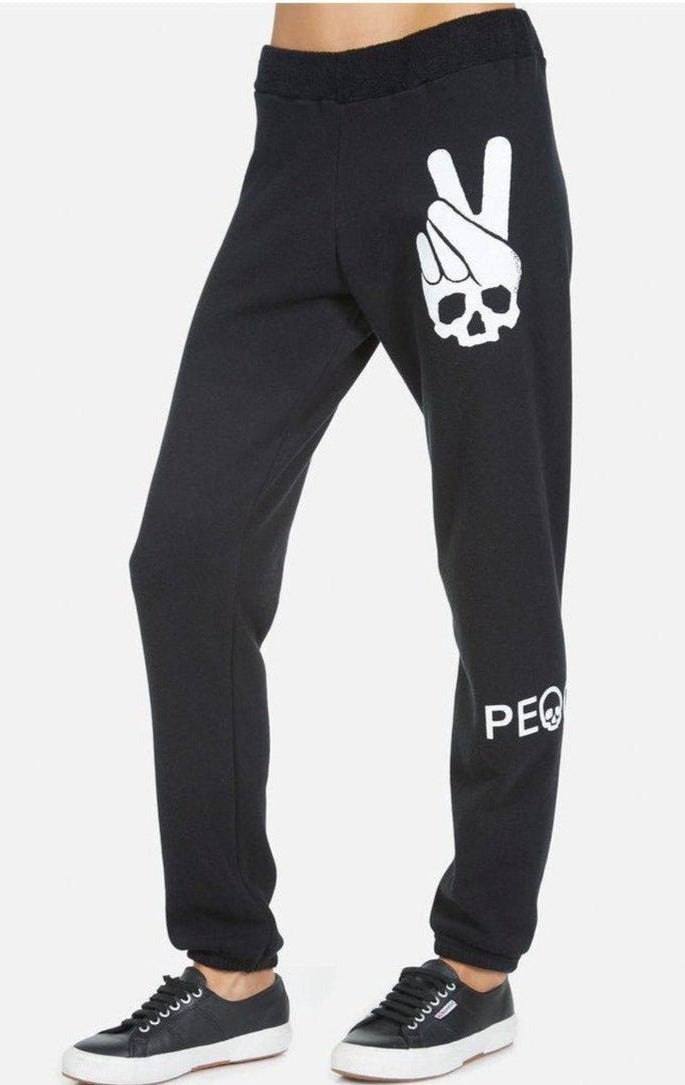 Shop Lauren Moshi Lauren Moshi Gia Skull Peace Hand Jogger Pants Jogging Pants for women – premium loungewear and festival fashion at Spoiled Brat
