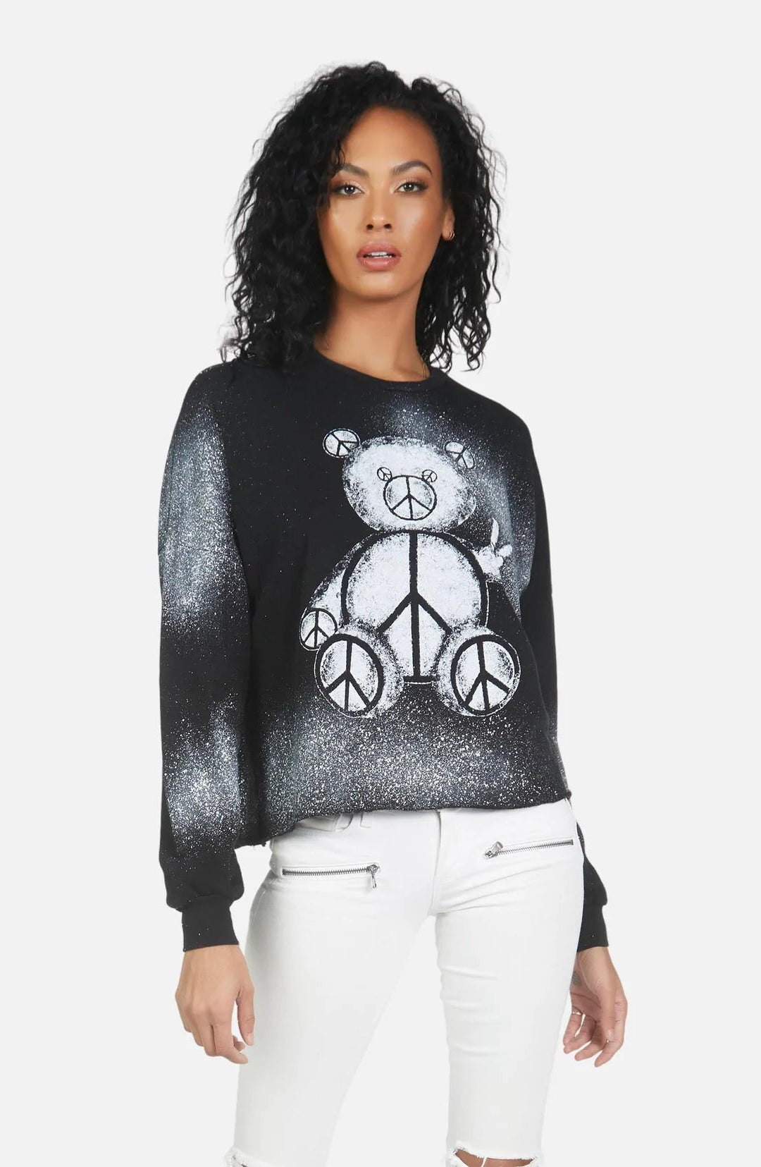 Shop Lauren Moshi Lauren Moshi Lee Peace Teddy Crew Sweater Sweater for women – premium loungewear and festival fashion at Spoiled Brat