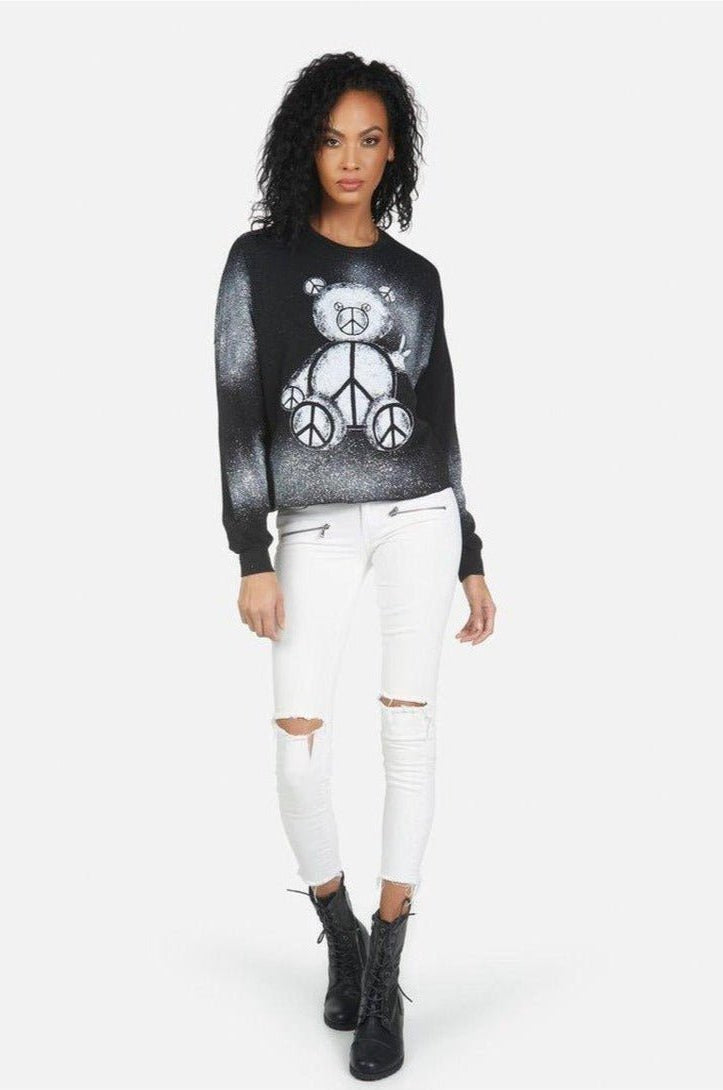 Shop Lauren Moshi Lauren Moshi Lee Peace Teddy Crew Sweater Sweater for women – premium loungewear and festival fashion at Spoiled Brat