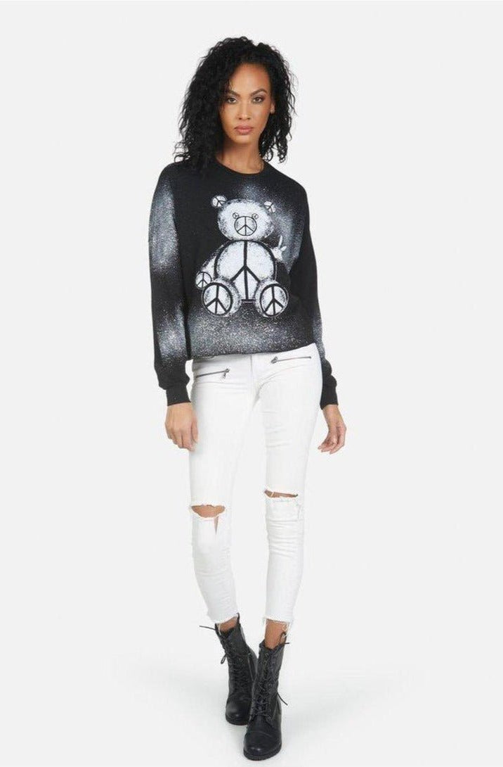 Shop Lauren Moshi Lauren Moshi Lee Peace Teddy Crew Sweater Sweater for women – premium loungewear and festival fashion at Spoiled Brat