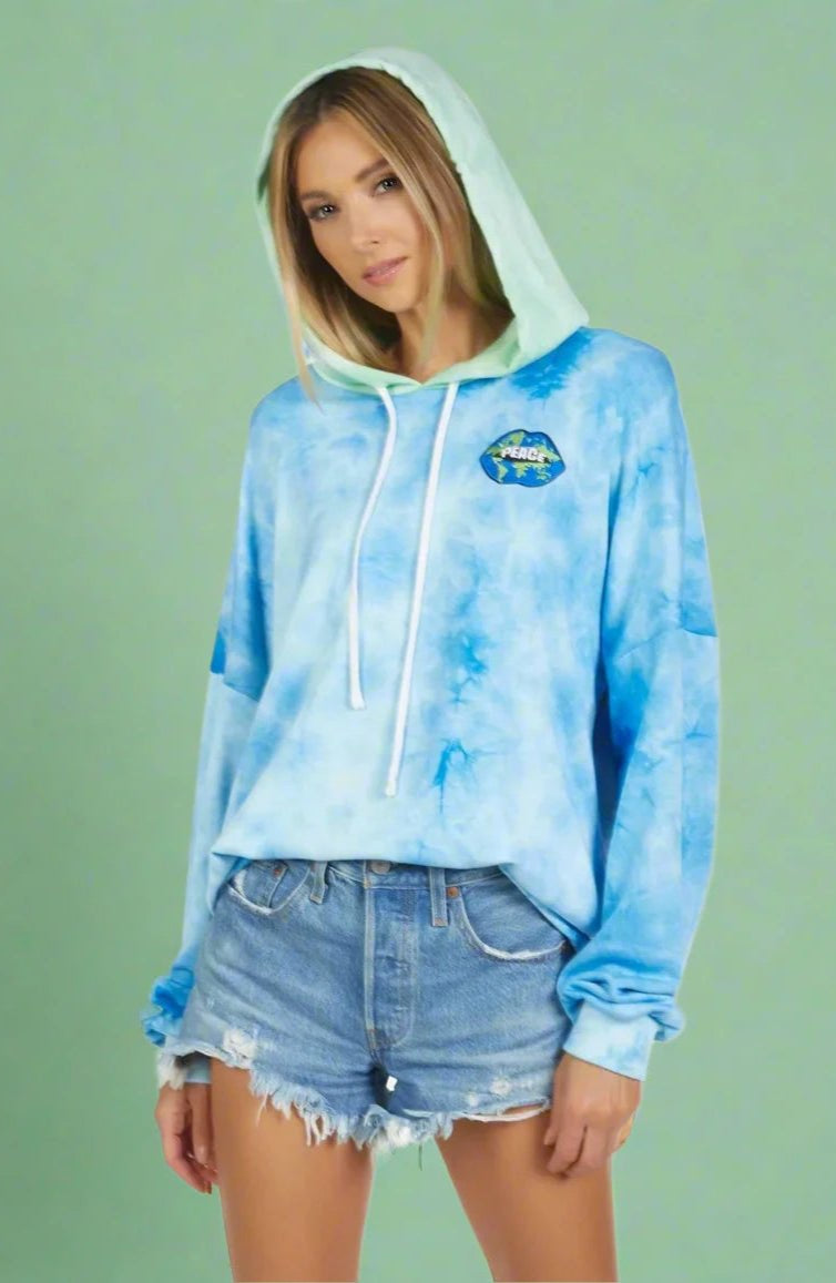 Shop Lauren Moshi Lauren Moshi Lila World Peace Lips Hoodie as seen on Julianne Hough Hoodie for women – premium loungewear and festival fashion at Spoiled Brat