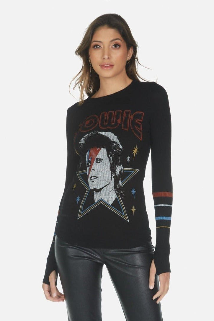 Shop Lauren Moshi Lauren Moshi McKinley Bowie 1973 Tour Top Long Sleeved Top for women – premium loungewear and festival fashion at Spoiled Brat