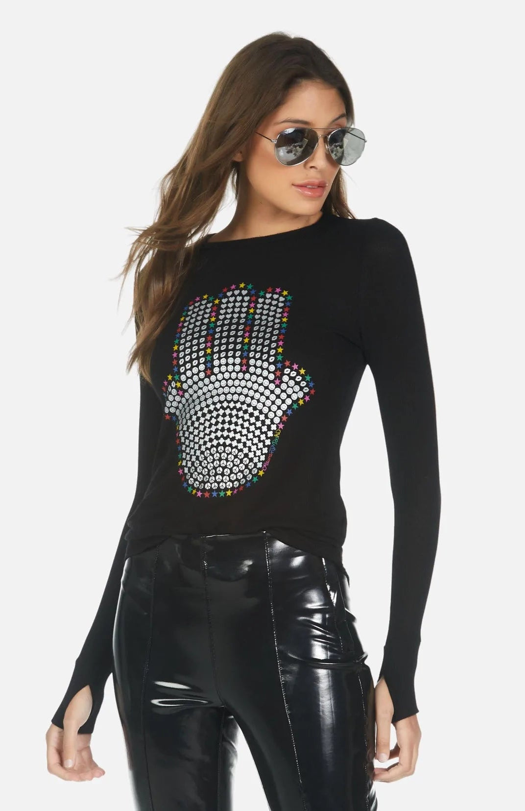 Shop Lauren Moshi Lauren Moshi McKinley Hamsa Elements Long Sleeve Top Long Sleeved Top for women – premium loungewear and festival fashion at Spoiled Brat