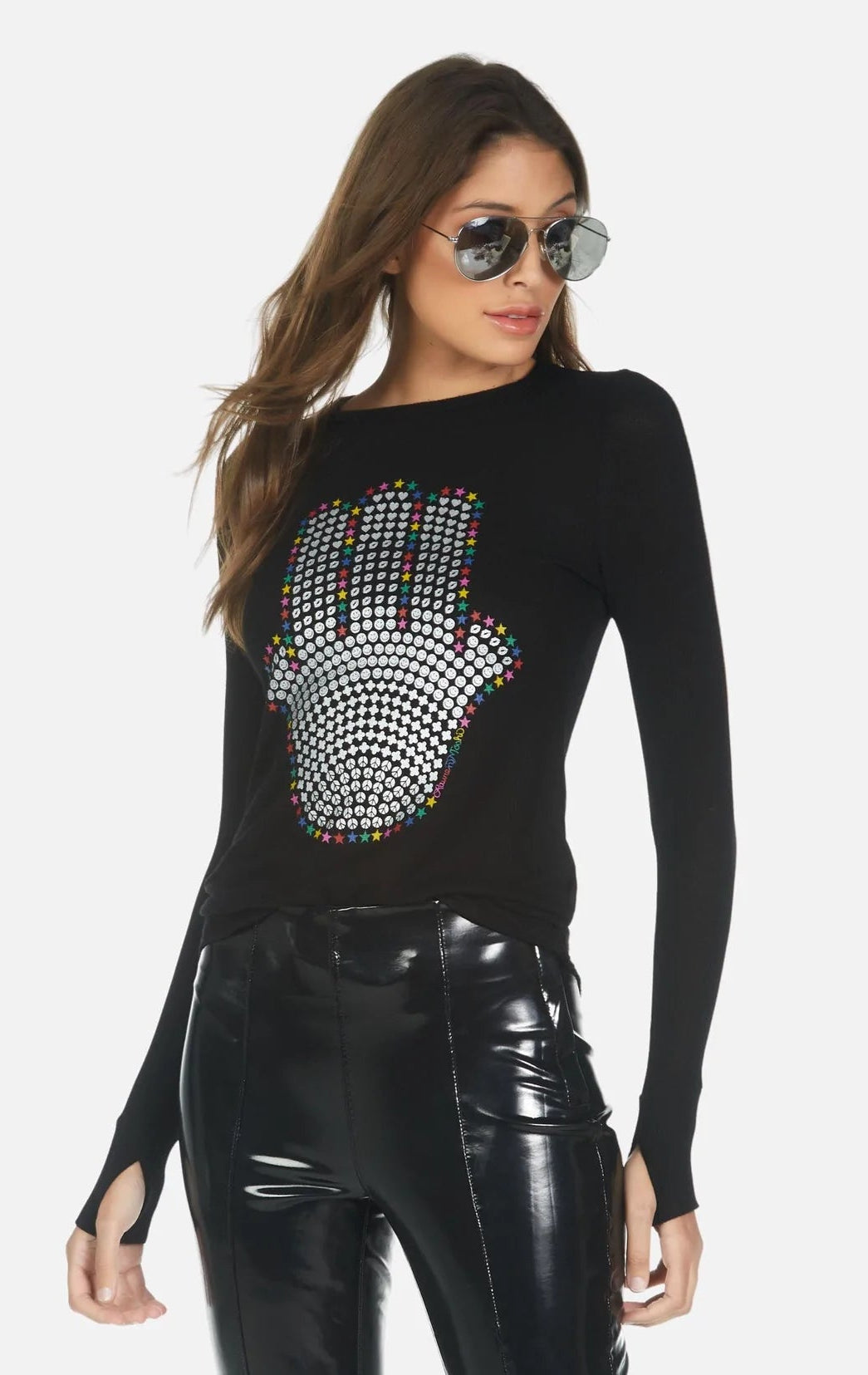 Shop Lauren Moshi Lauren Moshi McKinley Hamsa Elements Long Sleeve Top Long Sleeved Top for women – premium loungewear and festival fashion at Spoiled Brat