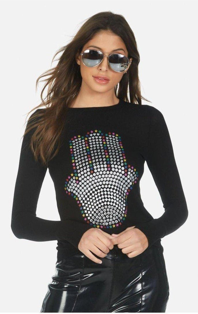 Shop Lauren Moshi Lauren Moshi McKinley Hamsa Elements Long Sleeve Top Long Sleeved Top for women – premium loungewear and festival fashion at Spoiled Brat