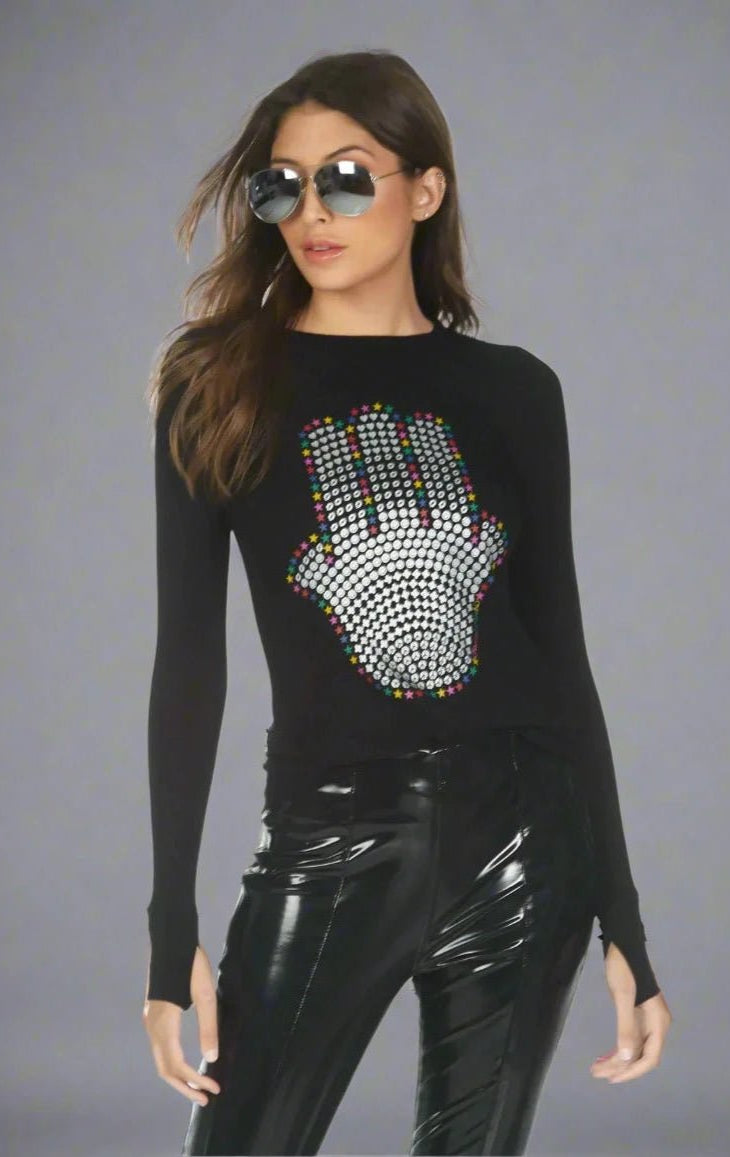 Shop Lauren Moshi Lauren Moshi McKinley Hamsa Elements Long Sleeve Top Long Sleeved Top for women – premium loungewear and festival fashion at Spoiled Brat