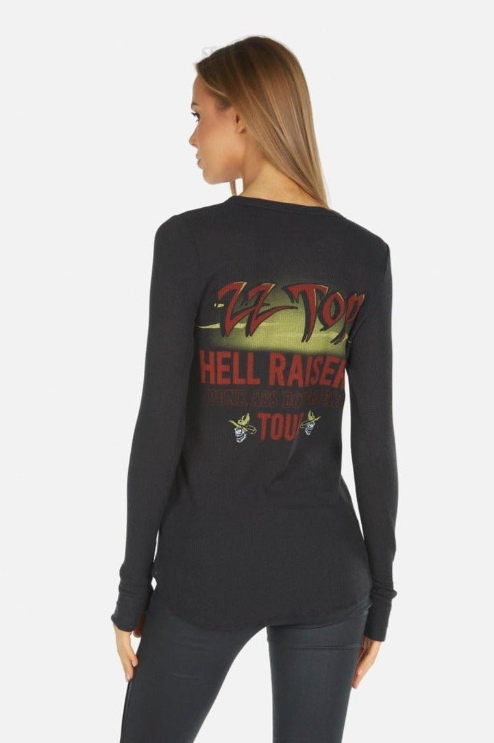 Shop Lauren Moshi Lauren Moshi McKinley McKinley ZZ Top Thermal Top as seen on Avril Lavigne Long Sleeved Top for women – premium loungewear and festival fashion at Spoiled Brat
