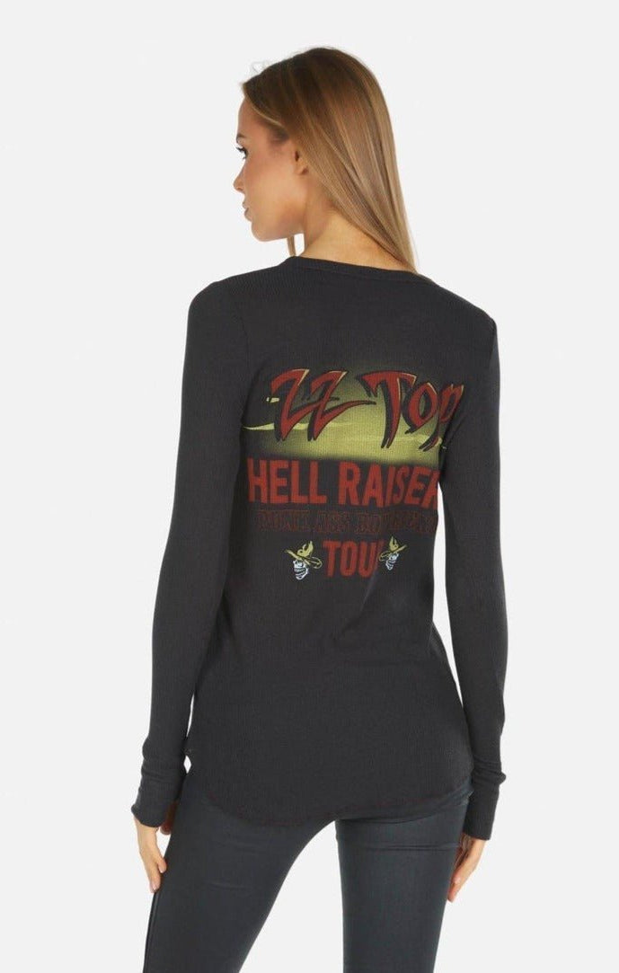 Shop Lauren Moshi Lauren Moshi McKinley McKinley ZZ Top Thermal Top as seen on Avril Lavigne Long Sleeved Top for women – premium loungewear and festival fashion at Spoiled Brat