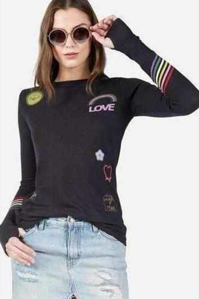 Shop Lauren Moshi Lauren Moshi Mckinley Neon Signs Thermal Top Long Sleeved Top for women – premium loungewear and festival fashion at Spoiled Brat