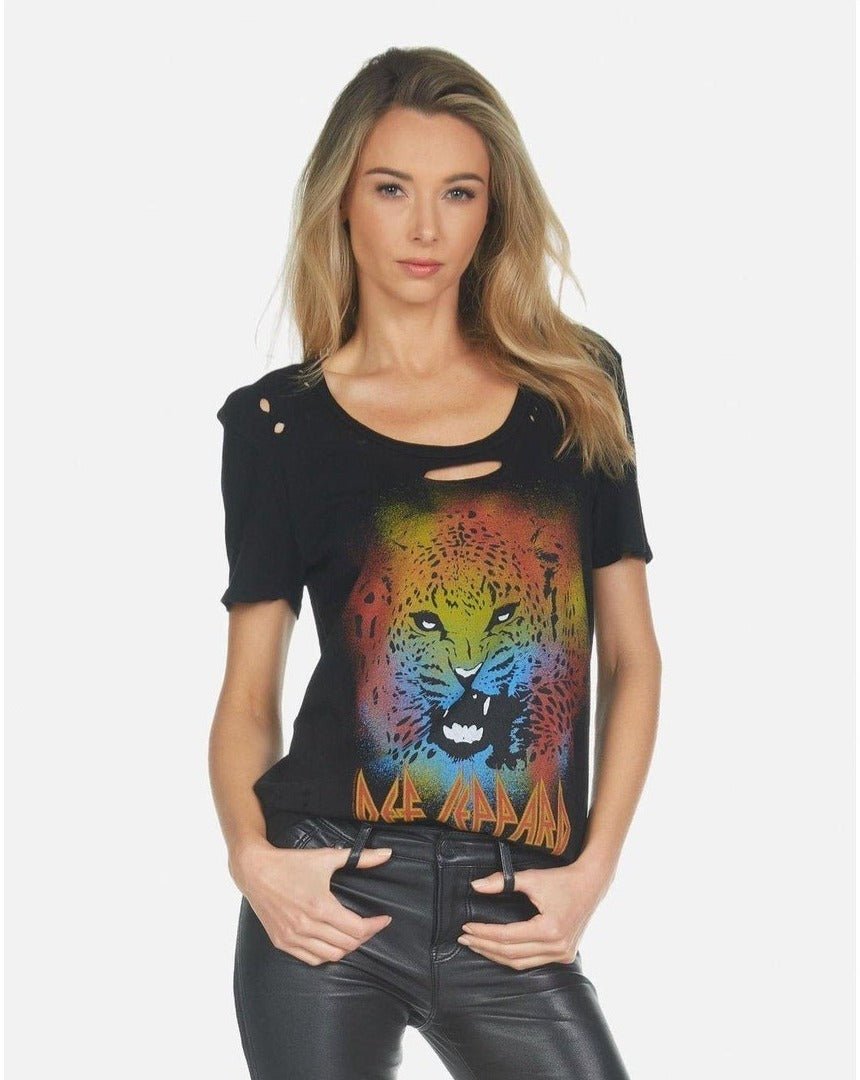 Shop Lauren Moshi Lauren Moshi Myra Def Leppard Leopard T-Shirt T-Shirt for women – premium loungewear and festival fashion at Spoiled Brat