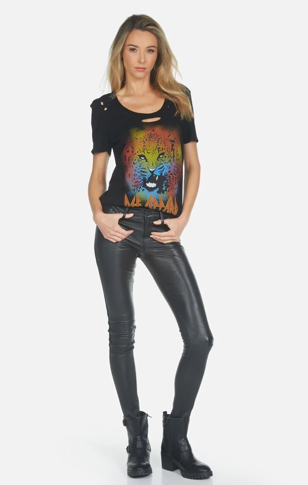 Shop Lauren Moshi Lauren Moshi Myra Def Leppard Leopard T-Shirt T-Shirt for women – premium loungewear and festival fashion at Spoiled Brat