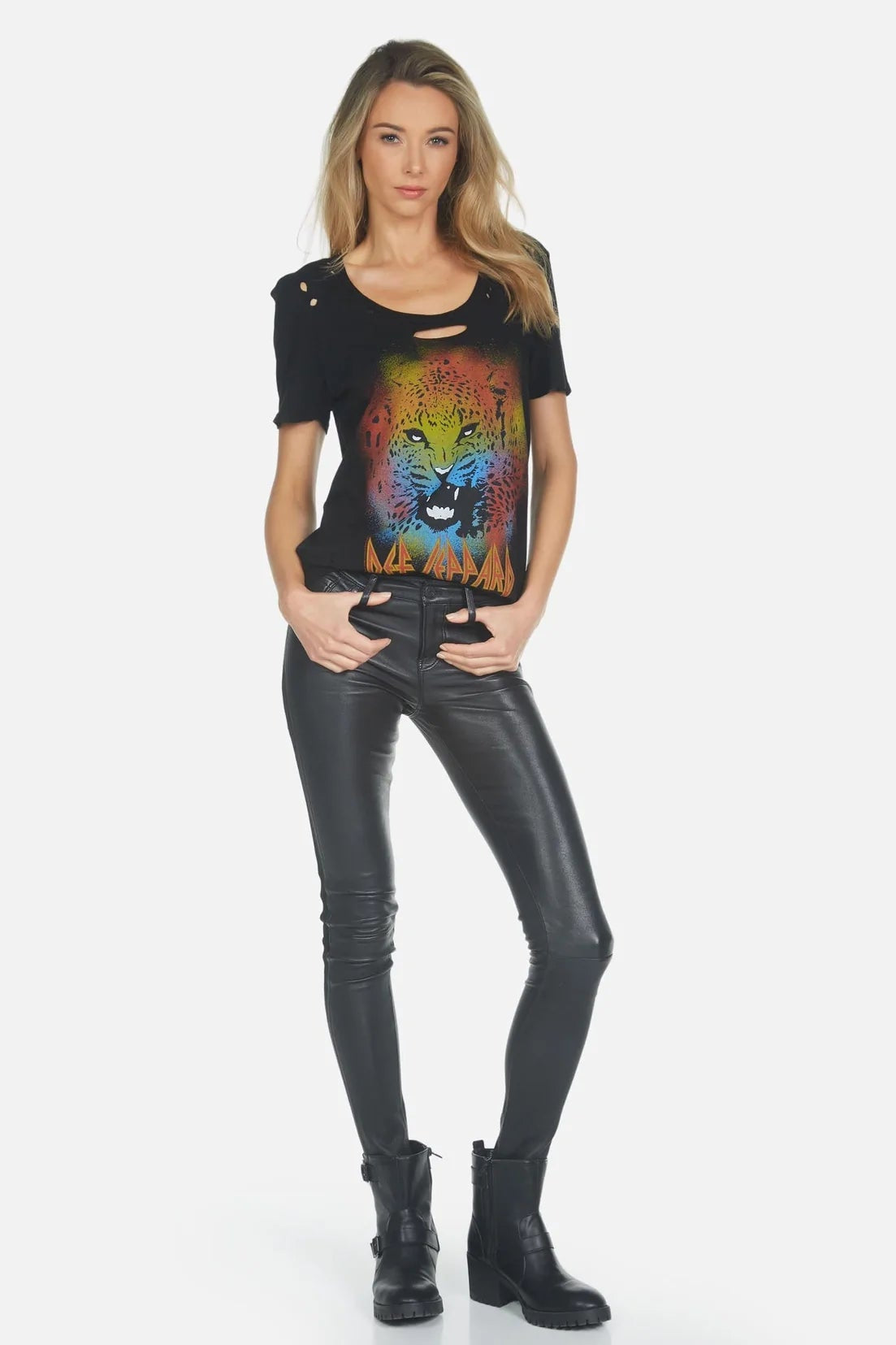 Shop Lauren Moshi Lauren Moshi Myra Def Leppard Leopard T-Shirt T-Shirt for women – premium loungewear and festival fashion at Spoiled Brat