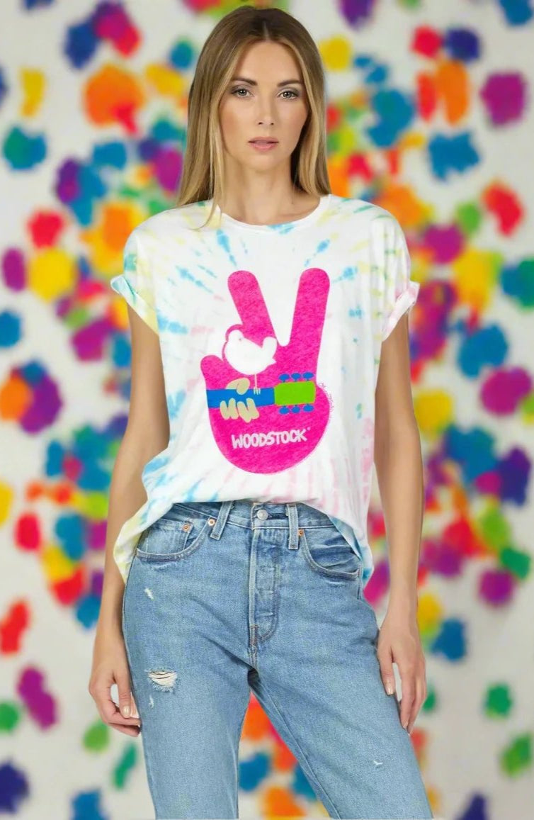 Shop Lauren Moshi Lauren Moshi Wolf Woodstock Peace Tee T-Shirt for women – premium loungewear and festival fashion at Spoiled Brat