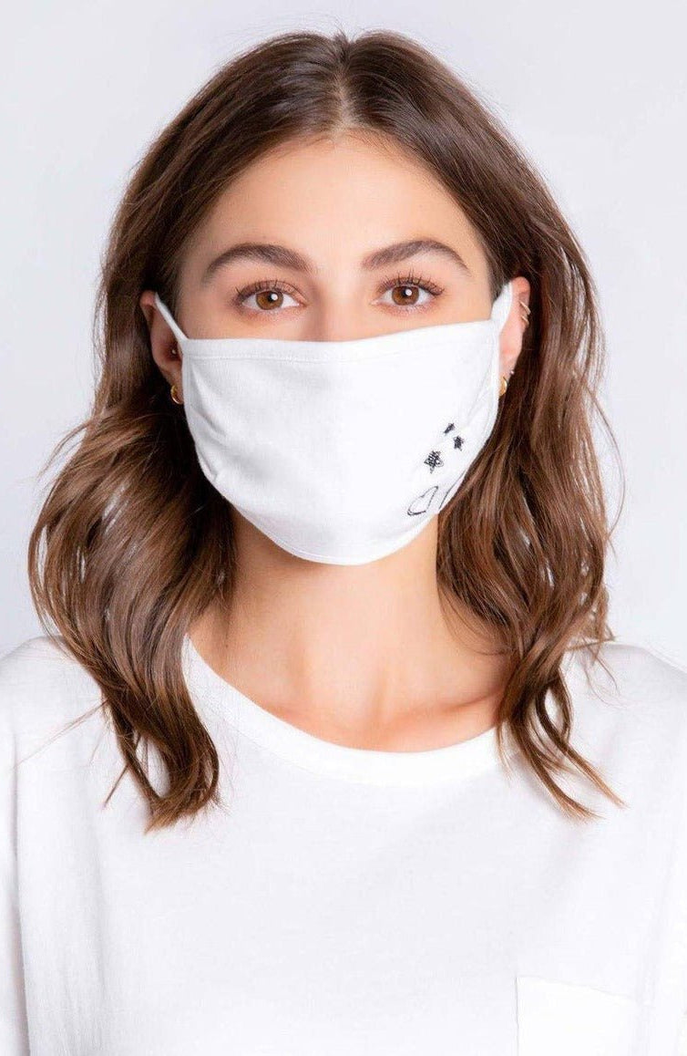Shop PJ Salvage PJ Salvage Ivory Face Mask with Stars & Hearts Face Mask for women – premium loungewear and festival fashion at Spoiled Brat