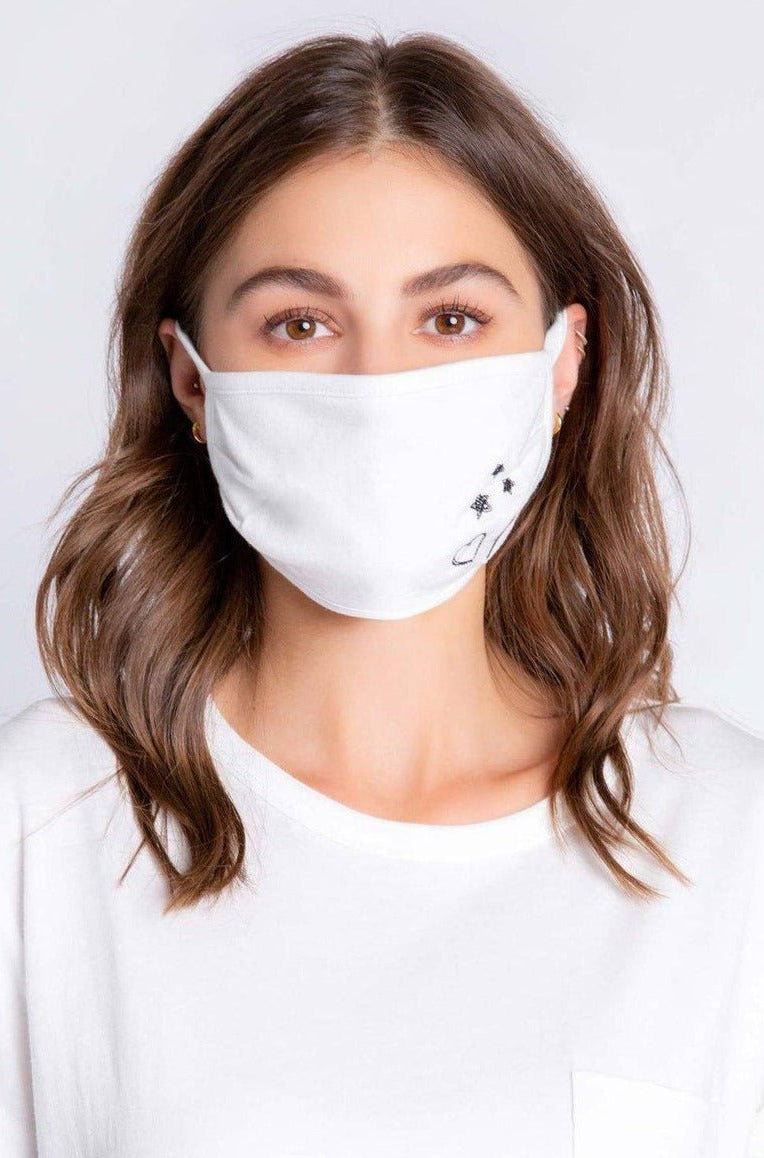 Shop PJ Salvage PJ Salvage Ivory Face Mask with Stars & Hearts Face Mask for women – premium loungewear and festival fashion at Spoiled Brat