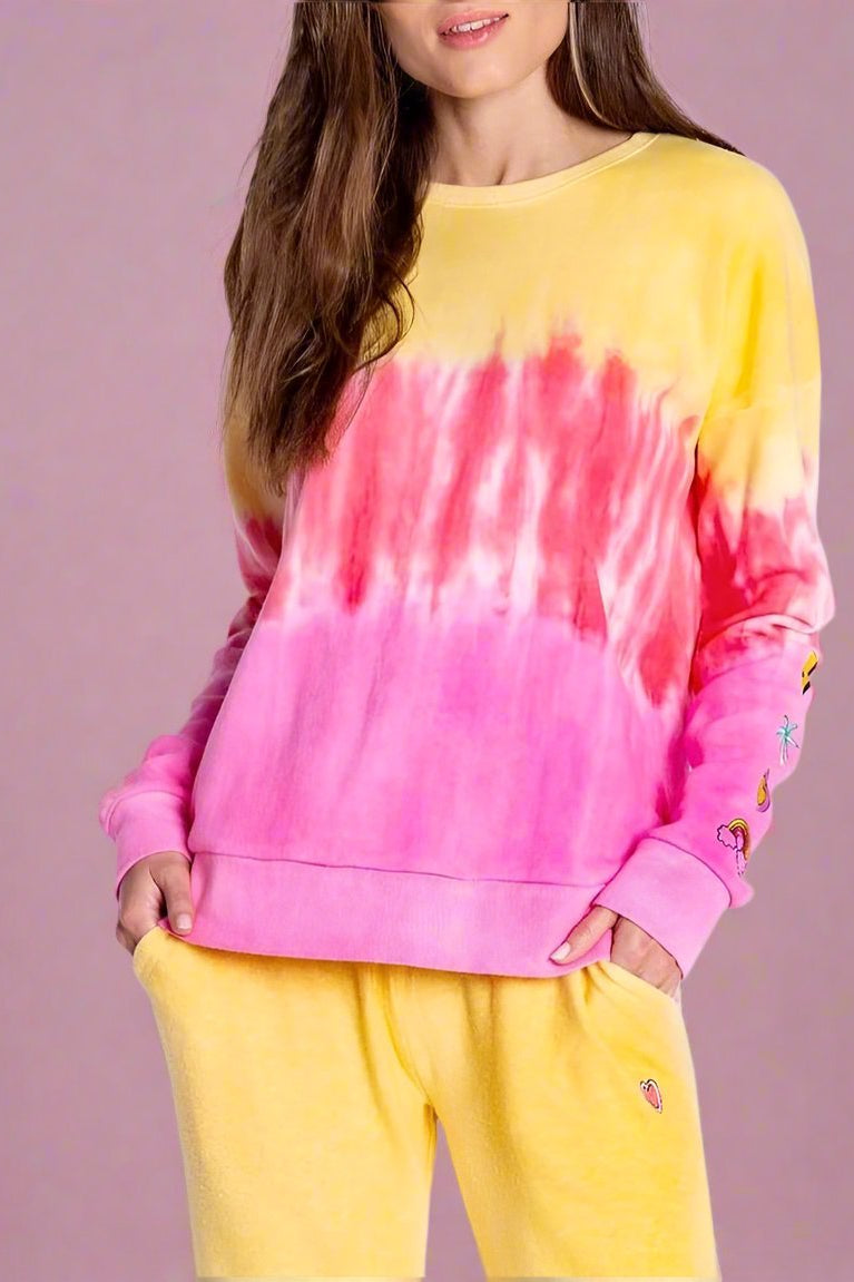 Shop PJ Salvage PJ Salvage One Love Ombre Tie Dye Crew Neck Long Sleeve Sweater Sweater for women – premium loungewear and festival fashion at Spoiled Brat