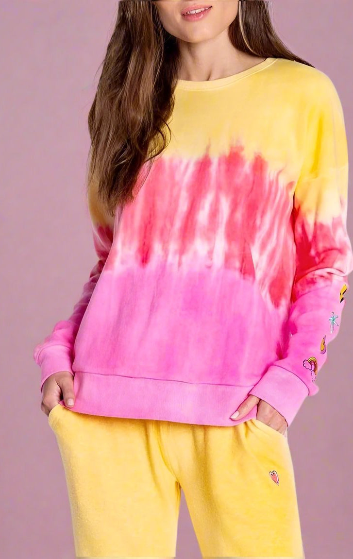 Shop PJ Salvage PJ Salvage One Love Ombre Tie Dye Crew Neck Long Sleeve Sweater Sweater for women – premium loungewear and festival fashion at Spoiled Brat