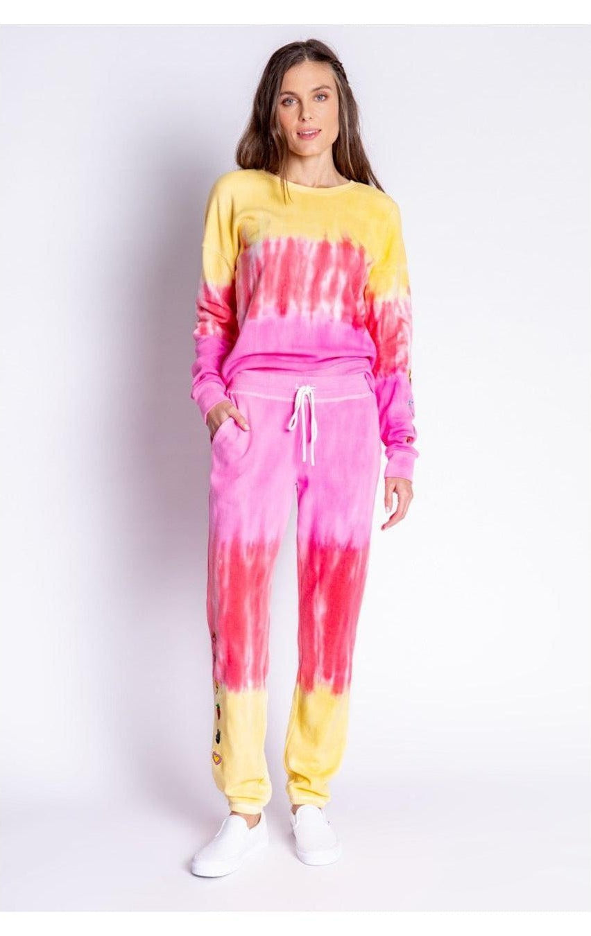 Shop PJ Salvage PJ Salvage One Love Ombre Tie Dye Crew Neck Long Sleeve Sweater Sweater for women – premium loungewear and festival fashion at Spoiled Brat