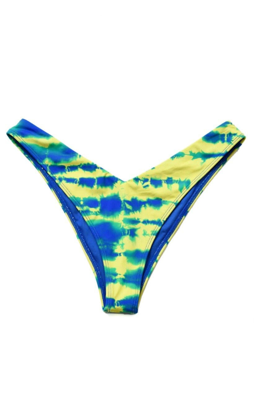 Bitching & Junkfood ZENDAYA Bikini Bottom Blue & Yellow Tie Dye Bikini Bottoms by Bitching & Junkfood as seen on celebrities