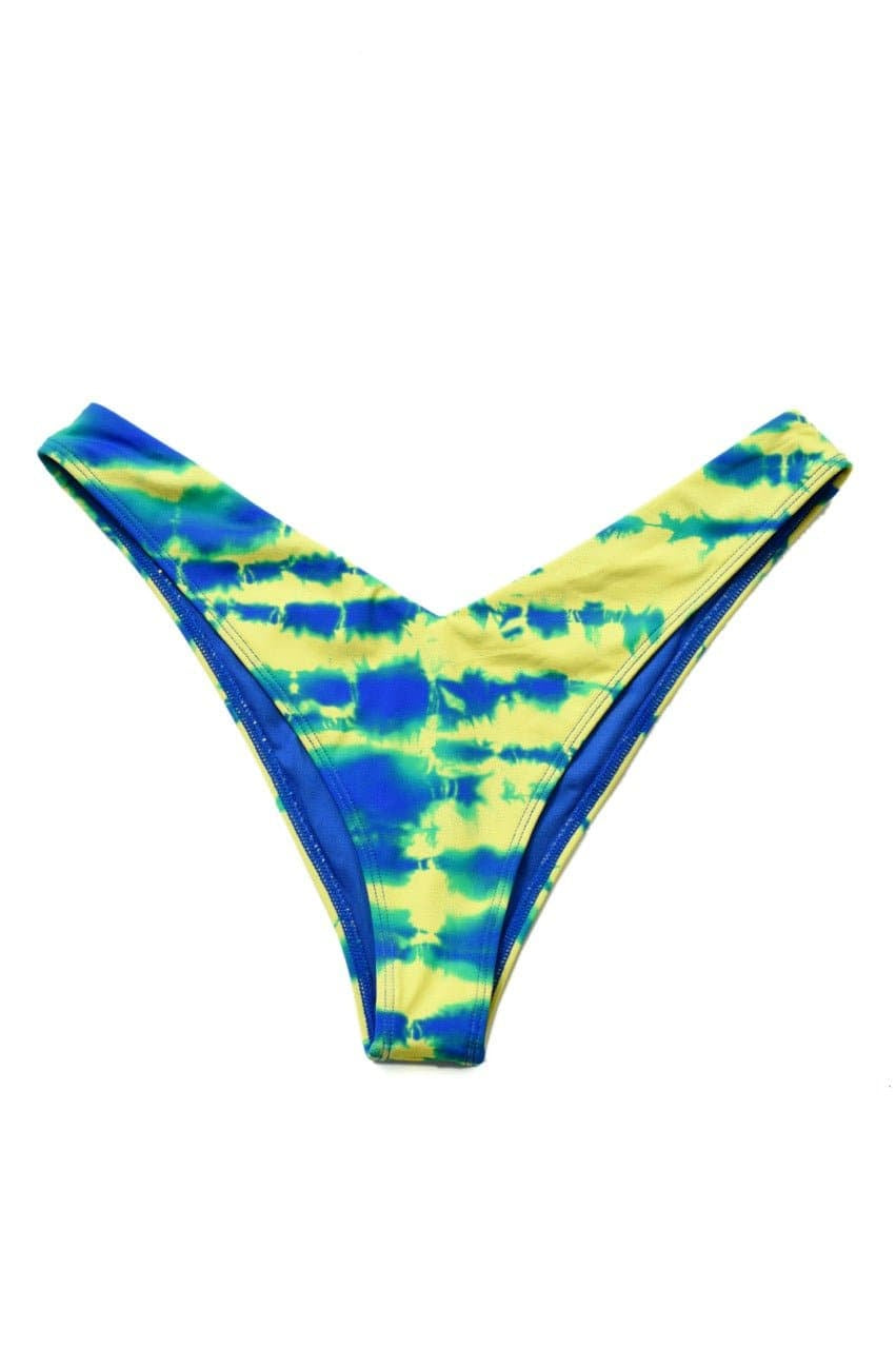 Shop Bitching & Junkfood Bitching & Junkfood ZENDAYA Bikini Bottom Blue & Yellow Tie Dye Bikini Bottoms for women – premium loungewear and festival fashion at Spoiled Brat
