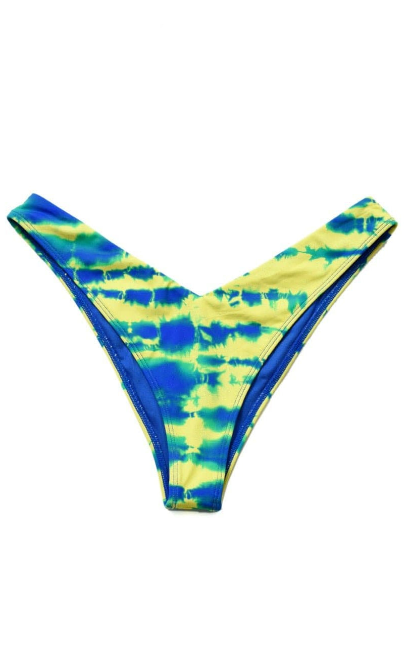Shop Bitching & Junkfood Bitching & Junkfood ZENDAYA Bikini Bottom Blue & Yellow Tie Dye Bikini Bottoms for women – premium loungewear and festival fashion at Spoiled Brat