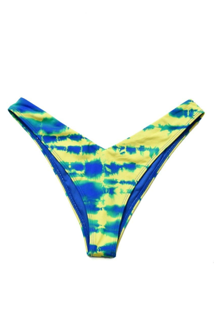 Shop Bitching & Junkfood Bitching & Junkfood ZENDAYA Bikini Bottom Blue & Yellow Tie Dye Bikini Bottoms for women – premium loungewear and festival fashion at Spoiled Brat