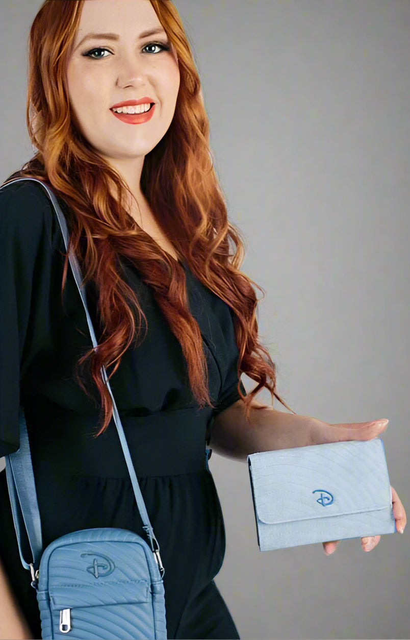 Buckle Down Disney Logo Sky Blue Fold Over Wallet Wallet by Buckle Down Products as seen on celebrities