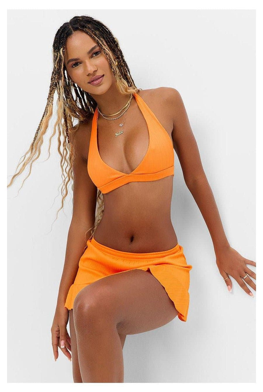 Frankies Bikinis Eden Plissé Halter Bikini Top Bikini Top by Frankies Bikinis as seen on celebrities