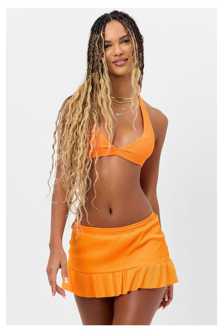 Frankies Bikinis Eden Plissé Halter Bikini Top Bikini Top by Frankies Bikinis as seen on celebrities