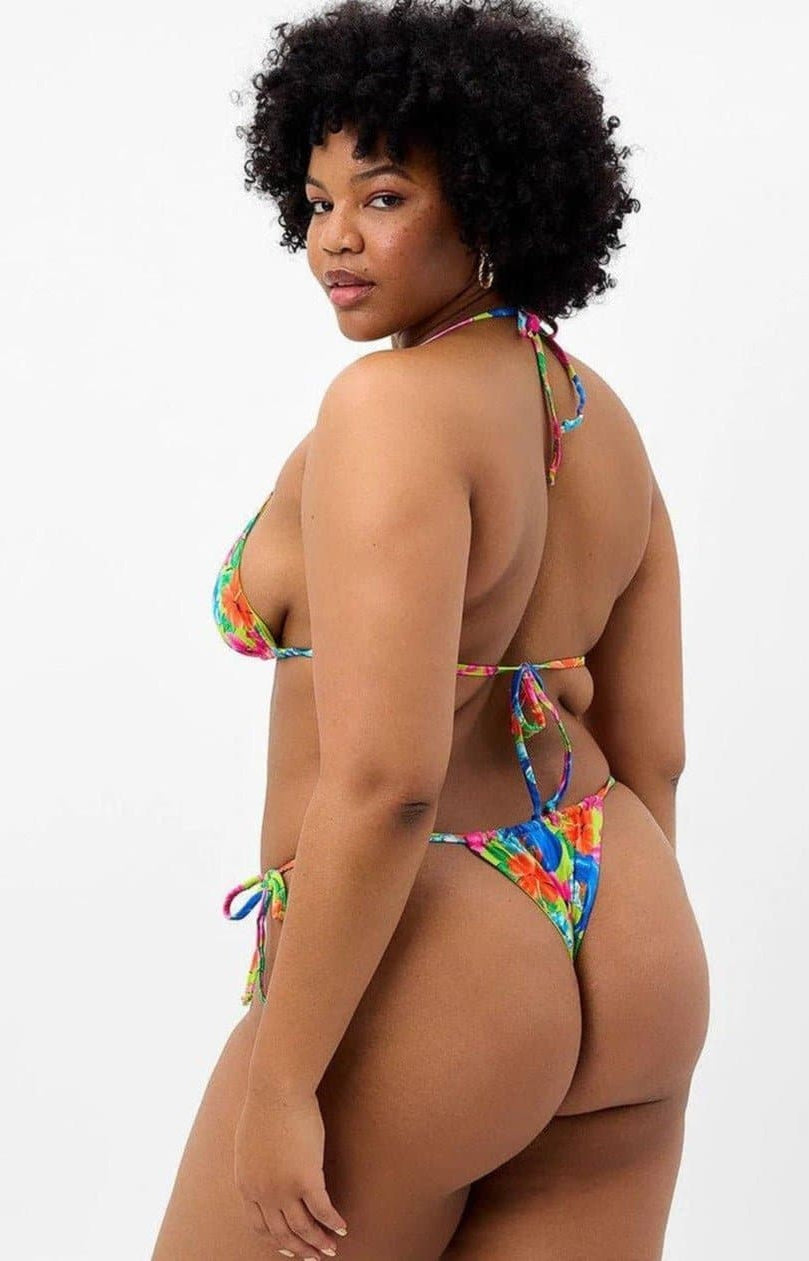 Frankies Bikinis Tia Floral String Bikini Bottom in Neon Surfer Bikini Bottoms by Frankies Bikinis as seen on celebrities